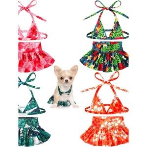 Amylove 4 Pack Small Dog Bikini Summer Bathing Suits for Puppy Doggies Swimsuit